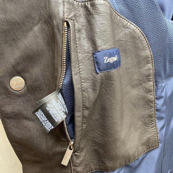 100% Authentic Ermenegildo Zegna 3/4 Leather Men's Jacket Size Large - Picture 4 of 13